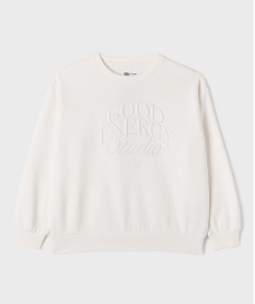 GEMO Sweat oversize avec inscription brodée fille blanc standard