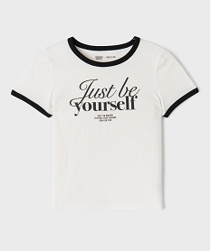GEMO Tee-shirt manches courtes à message fille blanc standard