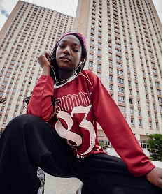 maillot de sport en mesh imprime a manches raglan fille - camps united rouge tee-shirtsL562901_4