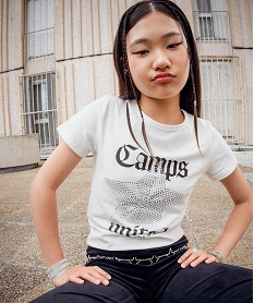 GEMO Tee-shirt court imprimé fille - CAMPS UNITED blanc standard