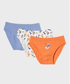 GEMO Slips en coton biologique motifs dinosaures garçon (lot de 3) Bleu