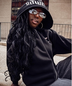 GEMO Sweat zippé imprimé dos et capuche fille - Camps United noir standard