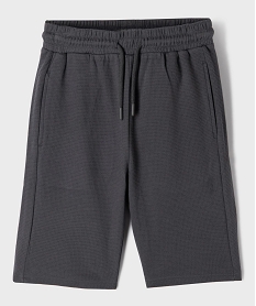 GEMO Bermuda de sport uni en maille nid d’abeille garçon Gris
