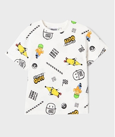 GEMO Tee-shirt manches courtes en jersey de coton imprimé all over garçon - Stumble Guys blanc standard