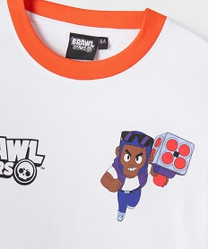 GEMO Tee-shirt manches courtes en jersey de coton imprimé devant et dos garçon - Brawl Stars blanc standard