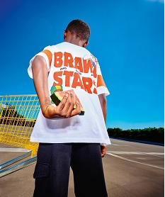tee-shirt manches courtes en jersey de coton imprime devant et dos garcon - brawl stars blanc standard tee-shirtsL570801_4