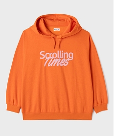 GEMO Sweat à capuche en molleton imprimé fille orange standard