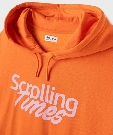 sweat a capuche en molleton imprime fille orange standard sweatsL571301_2