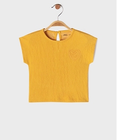 GEMO Tee-shirt manches courtes avec broderie poitrine bébé fille Jaune