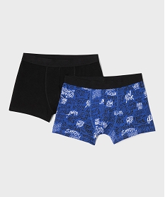 GEMO Boxers en coton biologique avec inscriptions graffiti garçon (lot de 2) Bleu