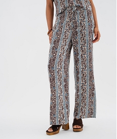 GEMO Pantalon large en viscose froissée femme Bleu
