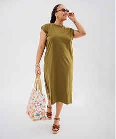 GEMO Robe tee-shirt longue en jersey de coton femme grande taille vert standard