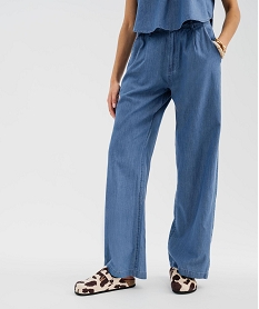 GEMO Pantalon ample en toile denim fluide femme bleu standard