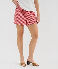 GEMO Short ample à motif vichy femme rouge standard