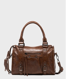 GEMO Sac à main verni mat à clous et bandoulière amovible femme Orange