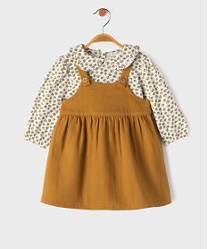 GEMO Ensemble bébé fille robe à bretelles et tee-shirt à manches longues Orange