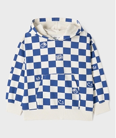GEMO Sweat à capuche à motif damier garçon Bleu