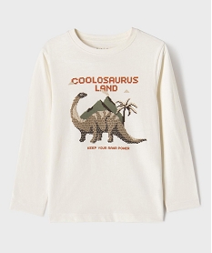 GEMO Tee-shirt manches longues avec motif dinosaures garçon Beige