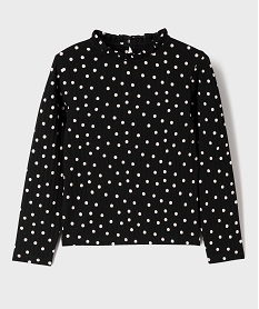 GEMO Tee-shirt manches longues imprimé avec col froncé fille Noir