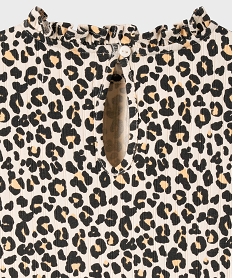 tee-shirt manches longues imprime avec col fronce fille beige tee-shirtsL591201_2