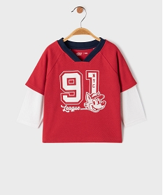 GEMO Maillot de sport manches longues effet 2-en-1 bébé garçon rouge standard