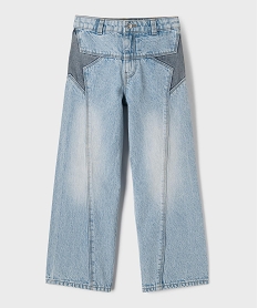 GEMO Jean wide leg avec empiècements pailletés fille bleu standard