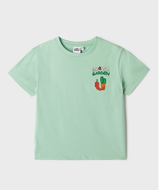 GEMO Tee-shirt manches courtes motif poitrine et dos garçon - Grow a Garden Vert