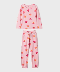 GEMO Pyjama en coton bicolore motif coeur fille Rose