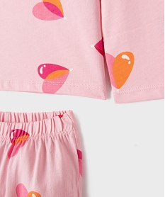 pyjama en coton bicolore motif coeur fille roseL597201_2