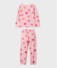 pyjama en coton bicolore motif coeur fille roseL597201_3
