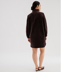 GEMO Robe courte en velours femme marron fonce