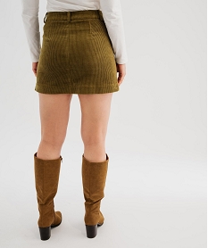 GEMO Jupe courte trapèze en velours femme kaki standard