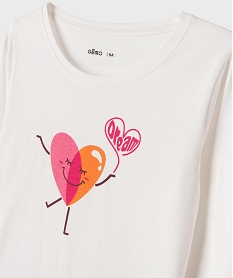 pyjama en coton bicolore motif coeur fille roseL599301_2
