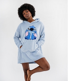 GEMO Chemise de nuit à capuche en sherpa femme - Stitch Bleu