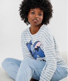 GEMO Pyjama en velours à motif Stitch femme - Disney Bleu