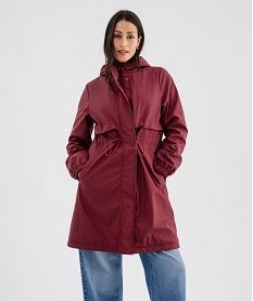 GEMO Imperméable à capuche doublé fourrure imitation femme Rouge