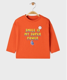 GEMO Tee-shirt manches longues en jersey de coton flammé imprimé bébé garçon rouge standard