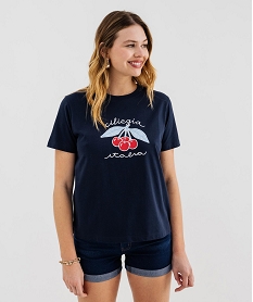 GEMO Tee-shirt manches courtes imprimé femme Bleu