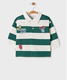 GEMO Sweat rayé esprit polo bébé garçon Vert