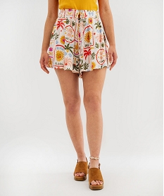 GEMO Short ample et fluide en viscose plissée femme Beige