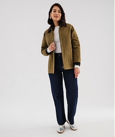 GEMO Veste col velours femme kaki fonce
