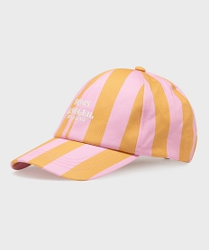GEMO Casquette rayée avec message brodé femme Rose