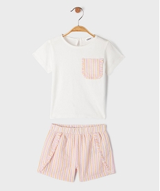 GEMO Ensemble 2 pièces tee-shirt + short bébé fille Rose
