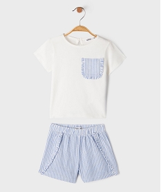 GEMO Ensemble 2 pièces tee-shirt + short bébé fille Bleu