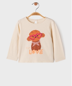 GEMO Tee-shirt manches longues avec motif fun bébé fille Beige