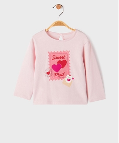 GEMO Tee-shirt manches longues avec motif fun bébé fille Rose