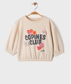 GEMO Sweat en molleton imprimé à coupe blousante bébé fille Beige