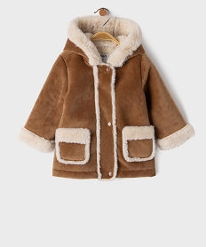 GEMO Manteau à capuche en velours doublure chaude bébé fille marron standard