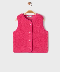 GEMO Gilet sans manches façon sherpa bébé fille rose vif