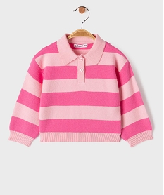 GEMO Pull rayé à col polo bébé fille Rose